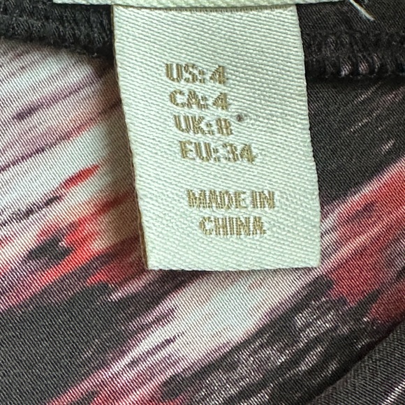 Cynthia Rowley Black Purple Red White Tie Back Blouse V Neck Cap Sleeves SZ 4 - Picture 7 of 11